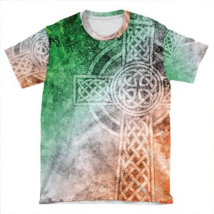 Distressed Irish Celtic Cross AOP T-shirt Tee
