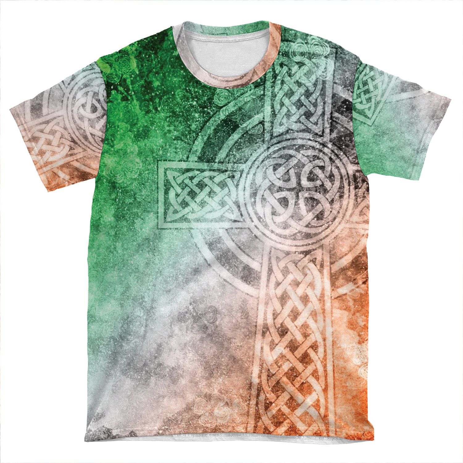 Distressed Irish Celtic Cross AOP T-shirt Tee