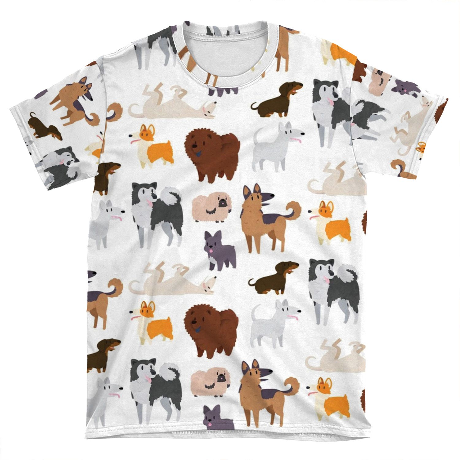 Dog Breeds Pattern AOP T-shirt Tee