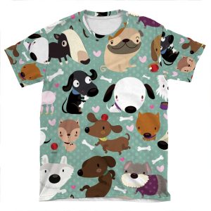 Dog Pattern AOP T-shirt Tee