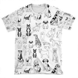 Dogs Dogs Dogs - White Background AOP T-shirt Tee