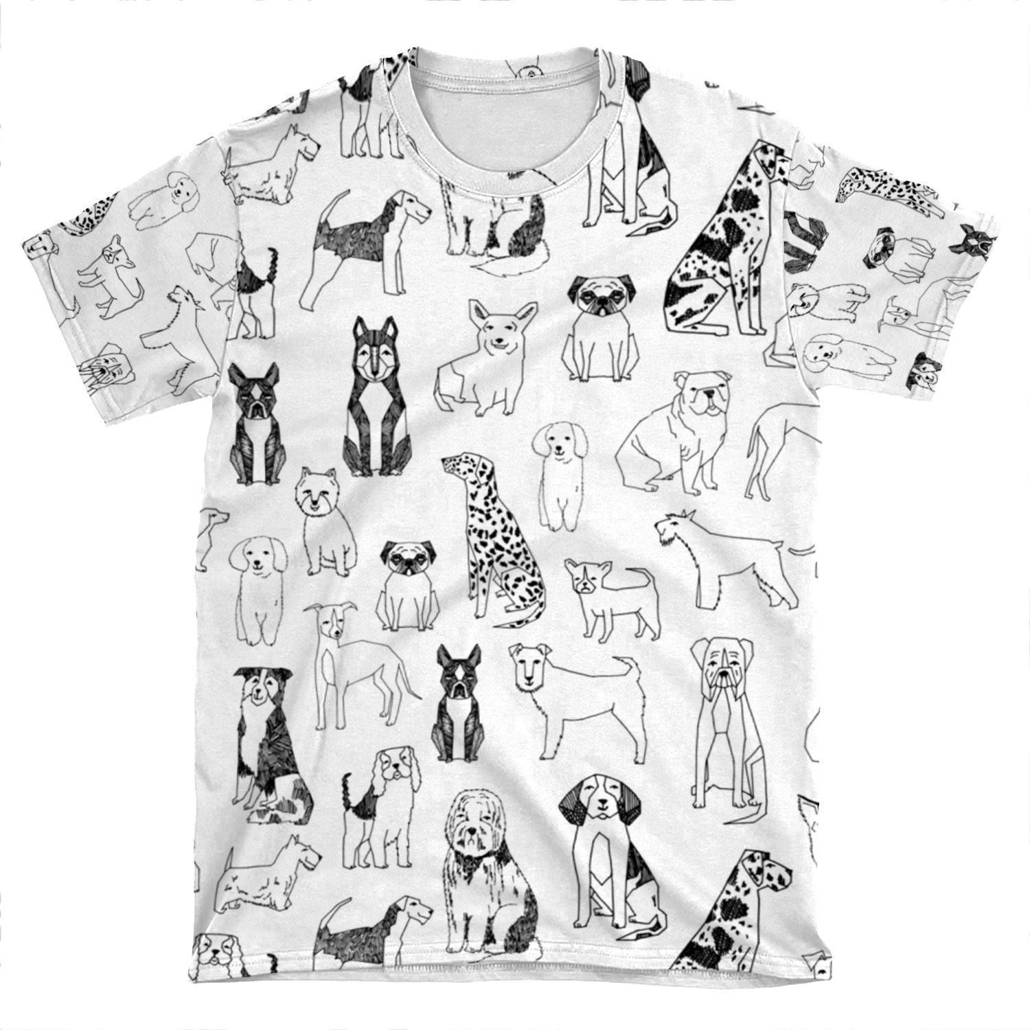 Dogs Dogs Dogs - White Background AOP T-shirt Tee