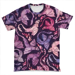 Dragon Fire Dark Pink & Purple AOP T-shirt Tee