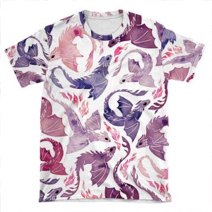 Dragon Fire Pink & Purple AOP T-shirt Tee