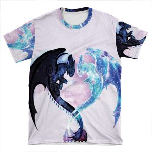 Dragon Heart Toothless And Light Fury AOP T-shirt Tee