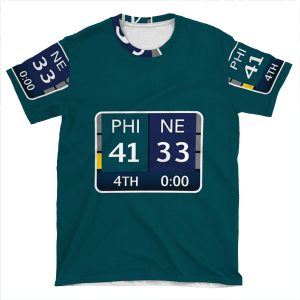 Eagles Super Bowl Champs (Scoreboard- 41-33) AOP T-shirt Tee