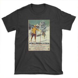 Early 1920s winter sports Italy travel advert Alps T-shirt Tee