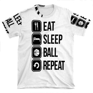 Eat, Sleep, Ball And Repeat AOP T-shirt Tee