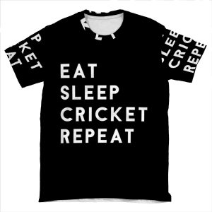 Eat Sleep Cricket Repeat AOP T-shirt Tee