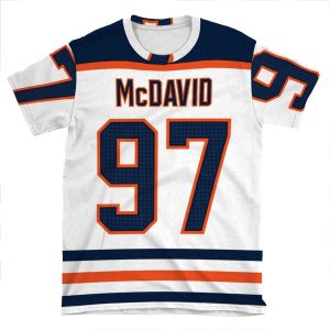 Edmonton Oilers Connor Mcdavid Away Jersey Back Phone AOP T-shirt Tee