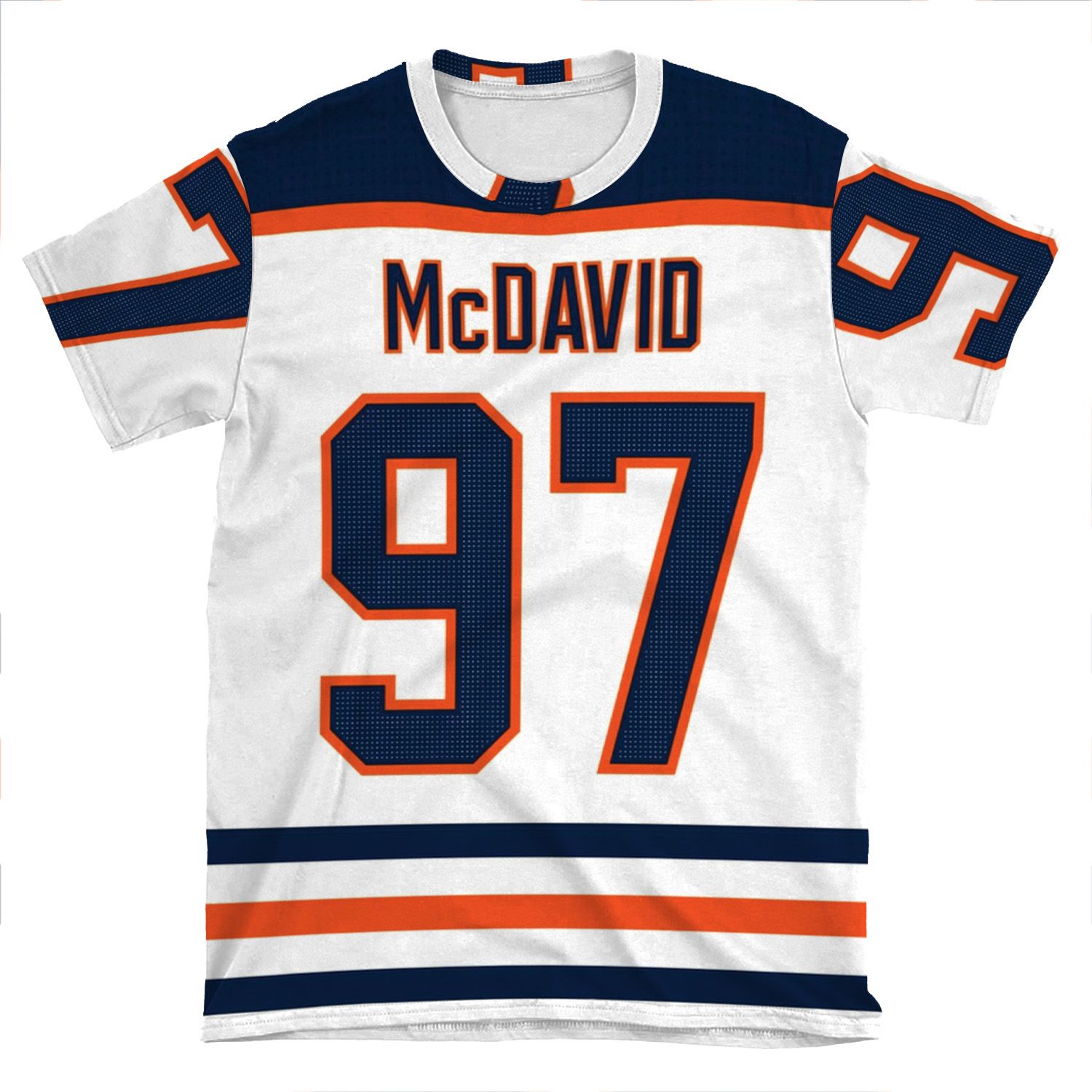Edmonton Oilers Connor Mcdavid Away Jersey Back Phone AOP T-shirt Tee