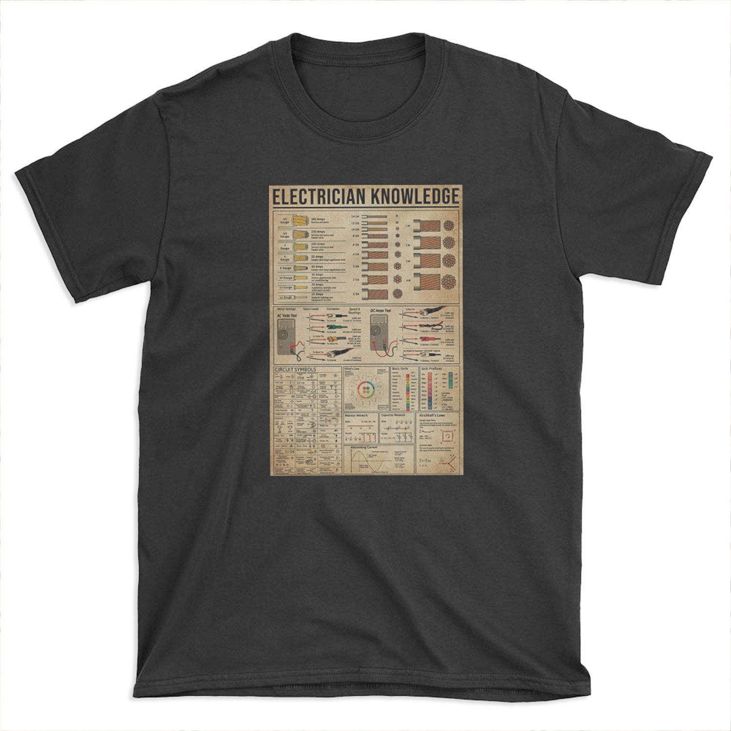 Electrician Knowledge infographics T-shirt Tee