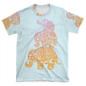 Elephant Family In Color AOP T-shirt Tee