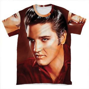 Elvis Presley Illustration The All Time Greatest Hits. AOP T-shirt Tee