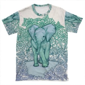 Emerald Elephant In The Lilac Evening AOP T-shirt Tee