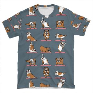 English Bulldog Yoga AOP T-shirt Tee