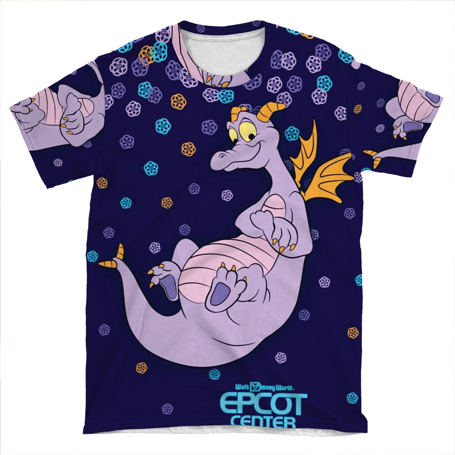 Epcot Center Confetti Figment AOP T-shirt Tee