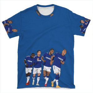 Everton Goal Celebration Richarlison Calvert Lewin Rodriguez Nkounkou AOP T-shirt Tee