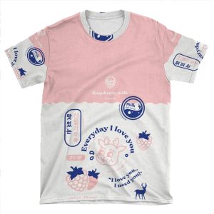 Everyday I Love You Raspberry Milk Carton Concept Phone AOP T-shirt Tee