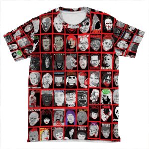 Faces Of Horror Collage Art AOP T-shirt Tee