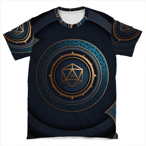 Fantasy Polyhedral D20 Dice Lock AOP T-shirt Tee