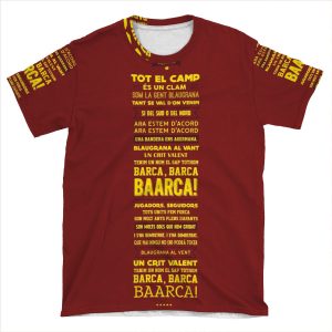 Fc Barcelona Football Chant Lyrics AOP T-shirt Tee