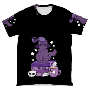 Feline Familiar 02 // Black AOP T-shirt Tee