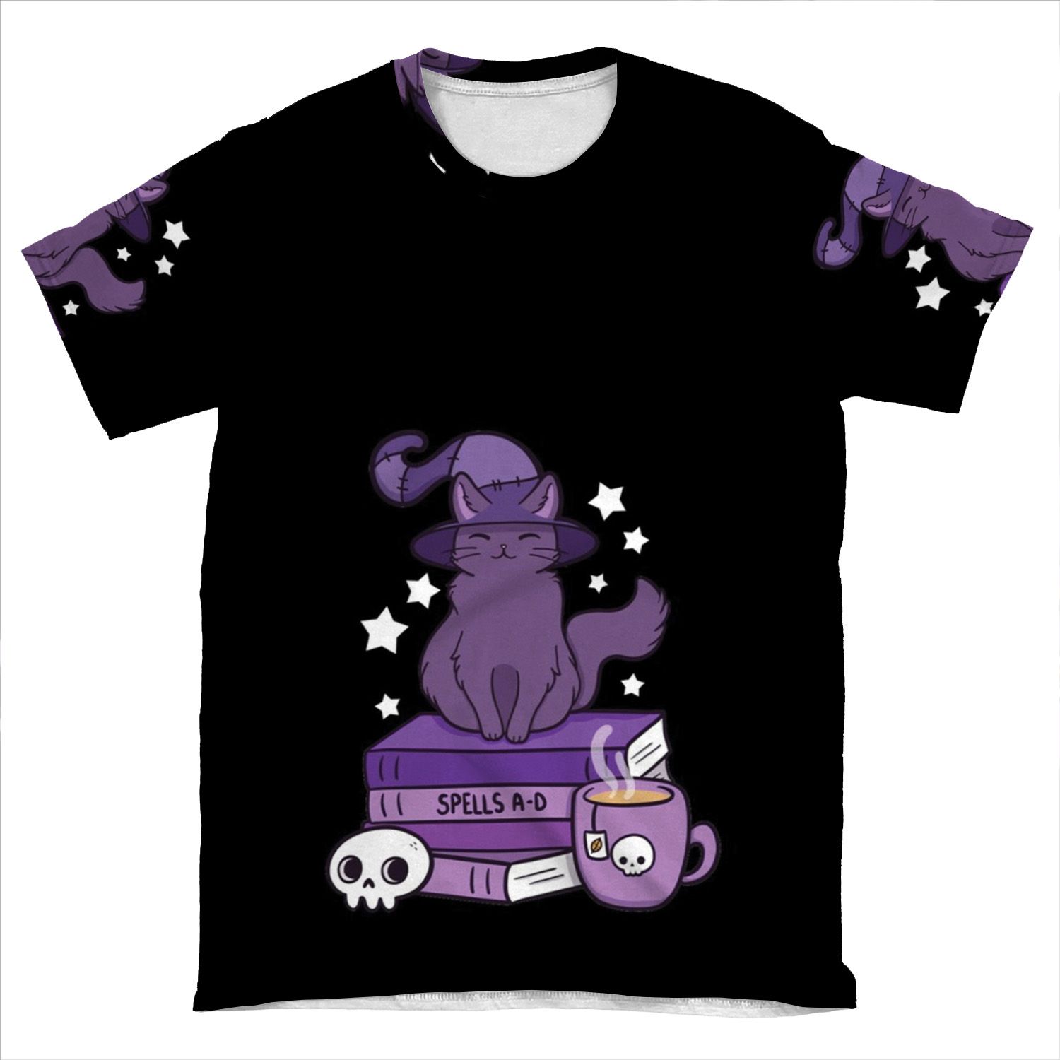 Feline Familiar 02 // Black AOP T-shirt Tee