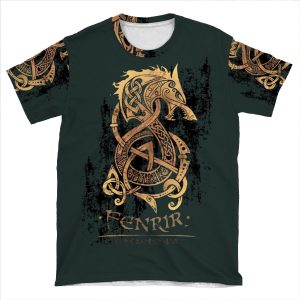 Fenrir: The Nordic Monster Wolf AOP T-shirt Tee