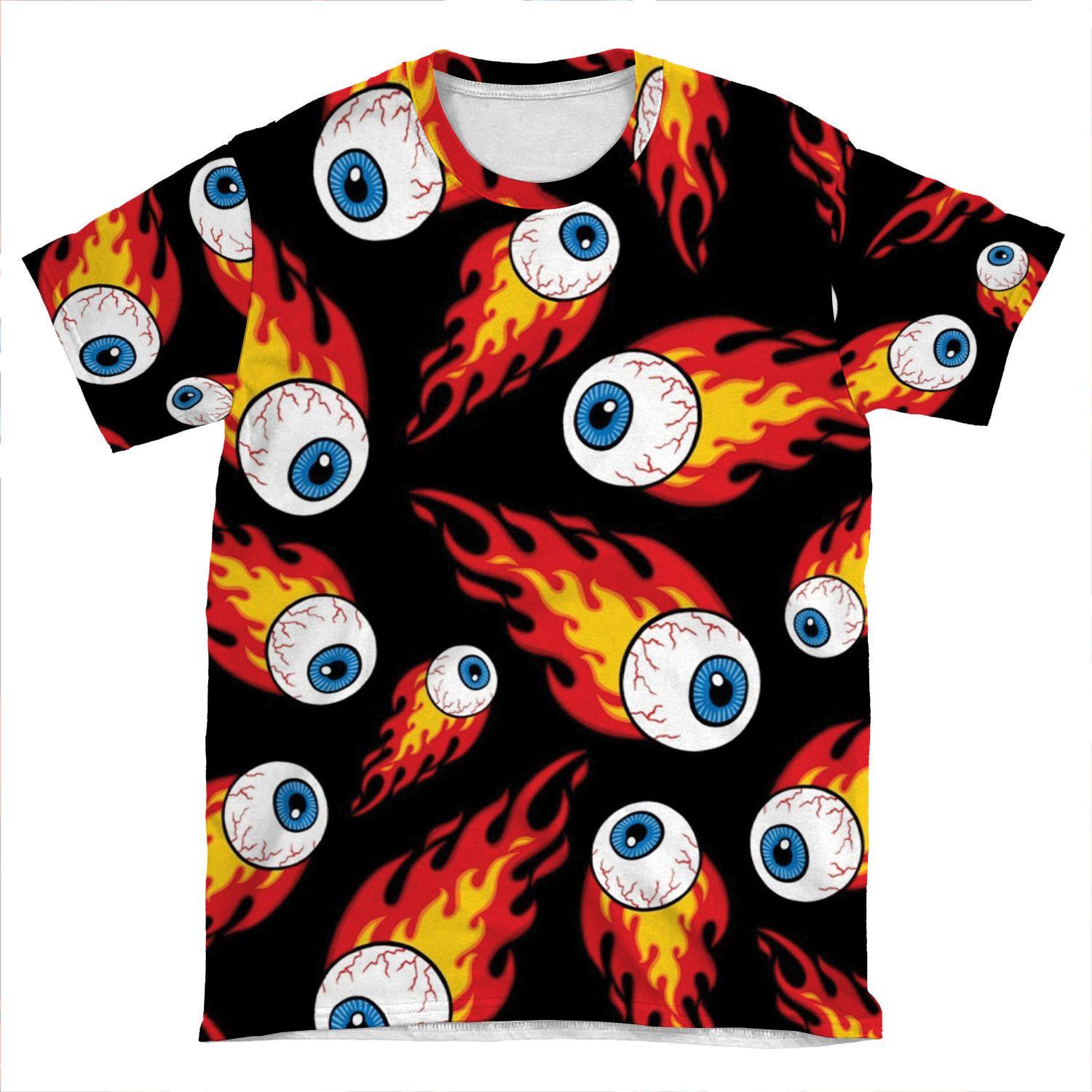 Flaming Eyeball Pattern AOP T-shirt Tee