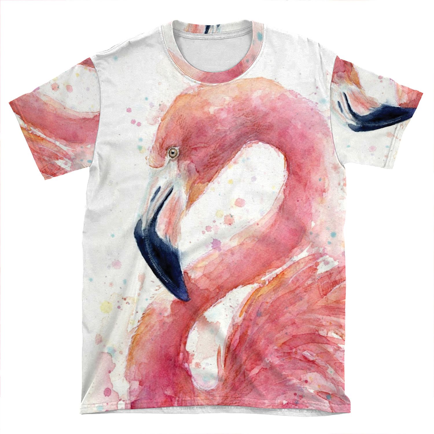 Flamingo Watercolor AOP T-shirt Tee