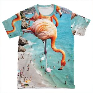 Flamingos On The Beach #Redbubble #Decor AOP T-shirt Tee