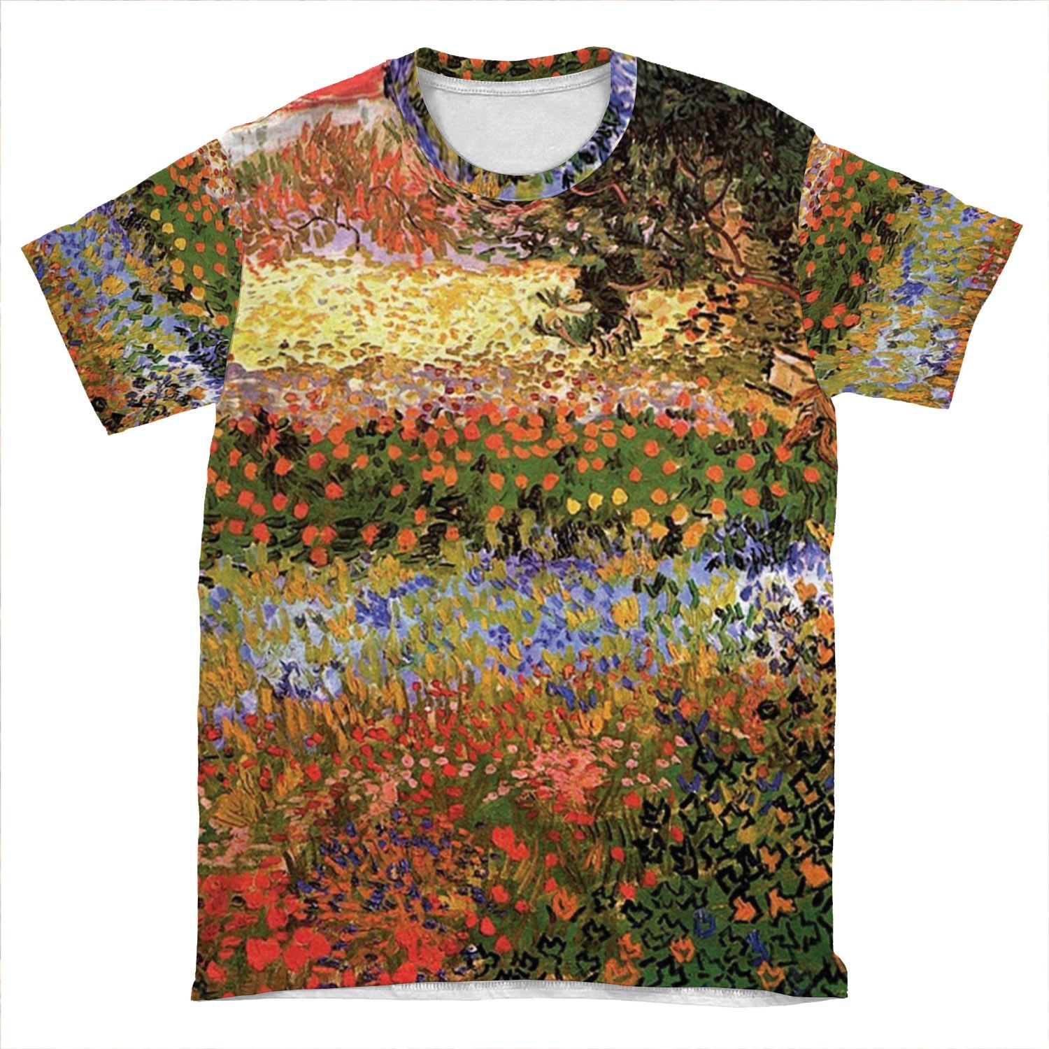 Flowering Garden. Vintage Floral Garden Oil Painting By Vincent Van Gogh. AOP T-shirt Tee