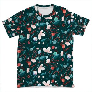 Flowers And Dice AOP T-shirt Tee