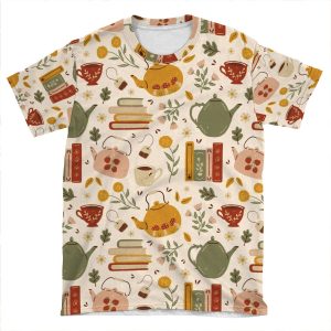 Flowery Books And Tea AOP T-shirt Tee