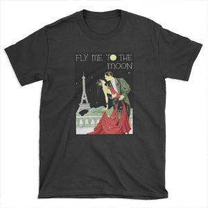 FLY ME TO THE MOON; Vintage Dance Print T-shirt Tee