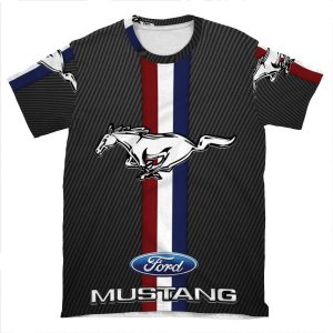 Ford Mustang Emblem Black Carbon AOP T-shirt Tee