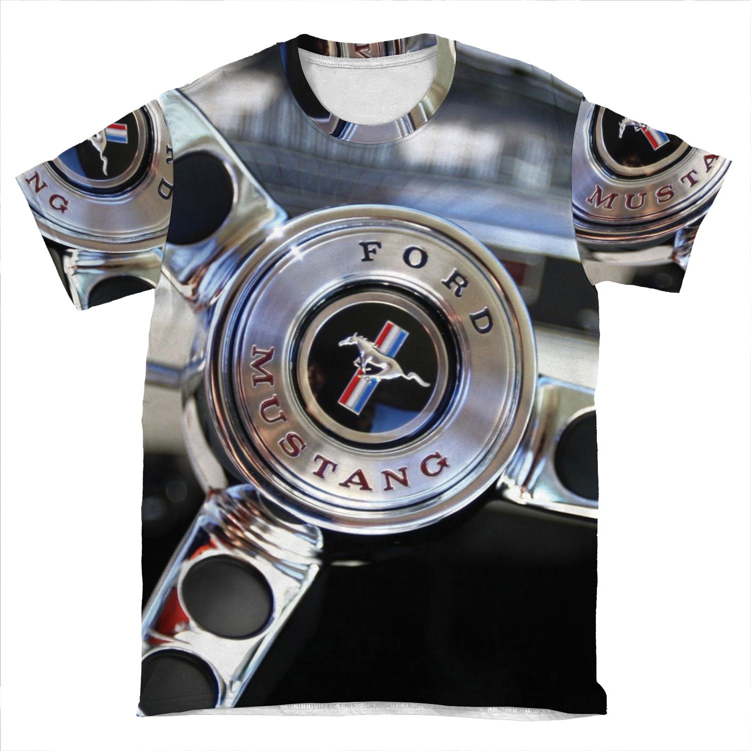 Ford Mustang Steering Wheel AOP T-shirt Tee