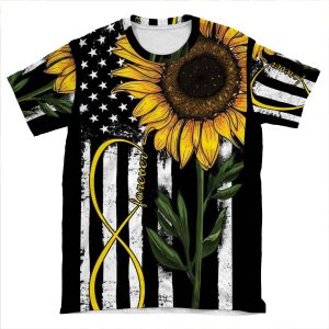 Forever American Flag Sunflower AOP T-shirt Tee