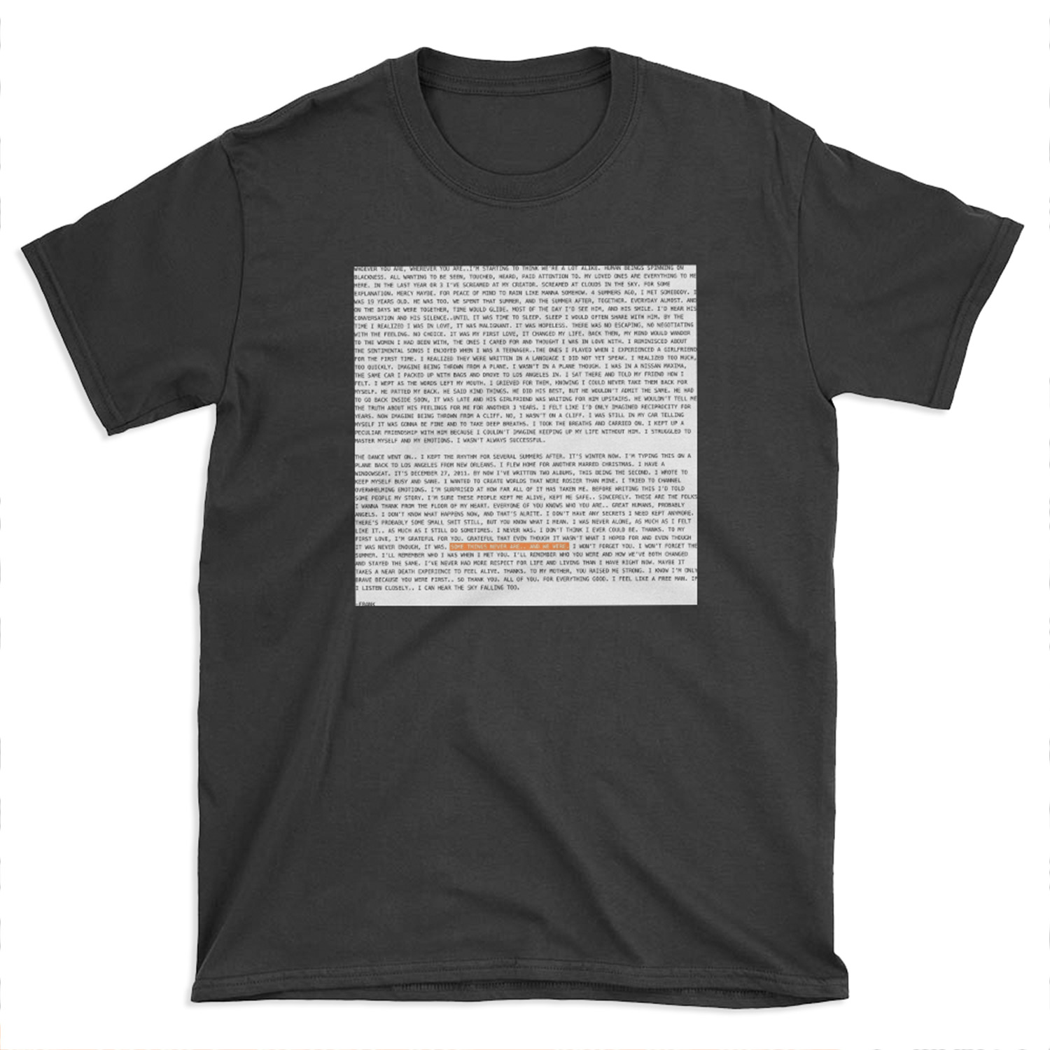 Frank Ocean's Open Letter T-shirt Tee