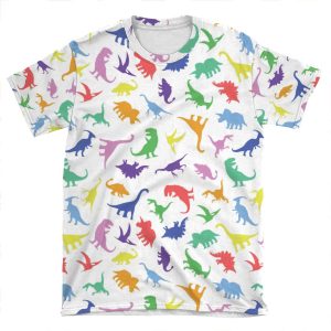 Fun Dinosaur Pattern AOP T-shirt Tee
