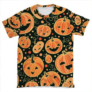 Fun Halloween Pumpkins Pattern AOP T-shirt Tee