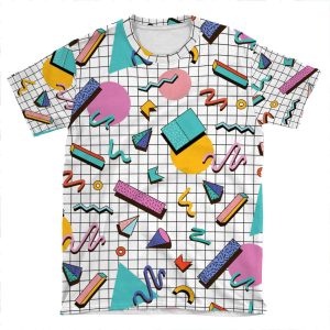 Funky 80S Eighties Memphis Pattern Design AOP T-shirt Tee