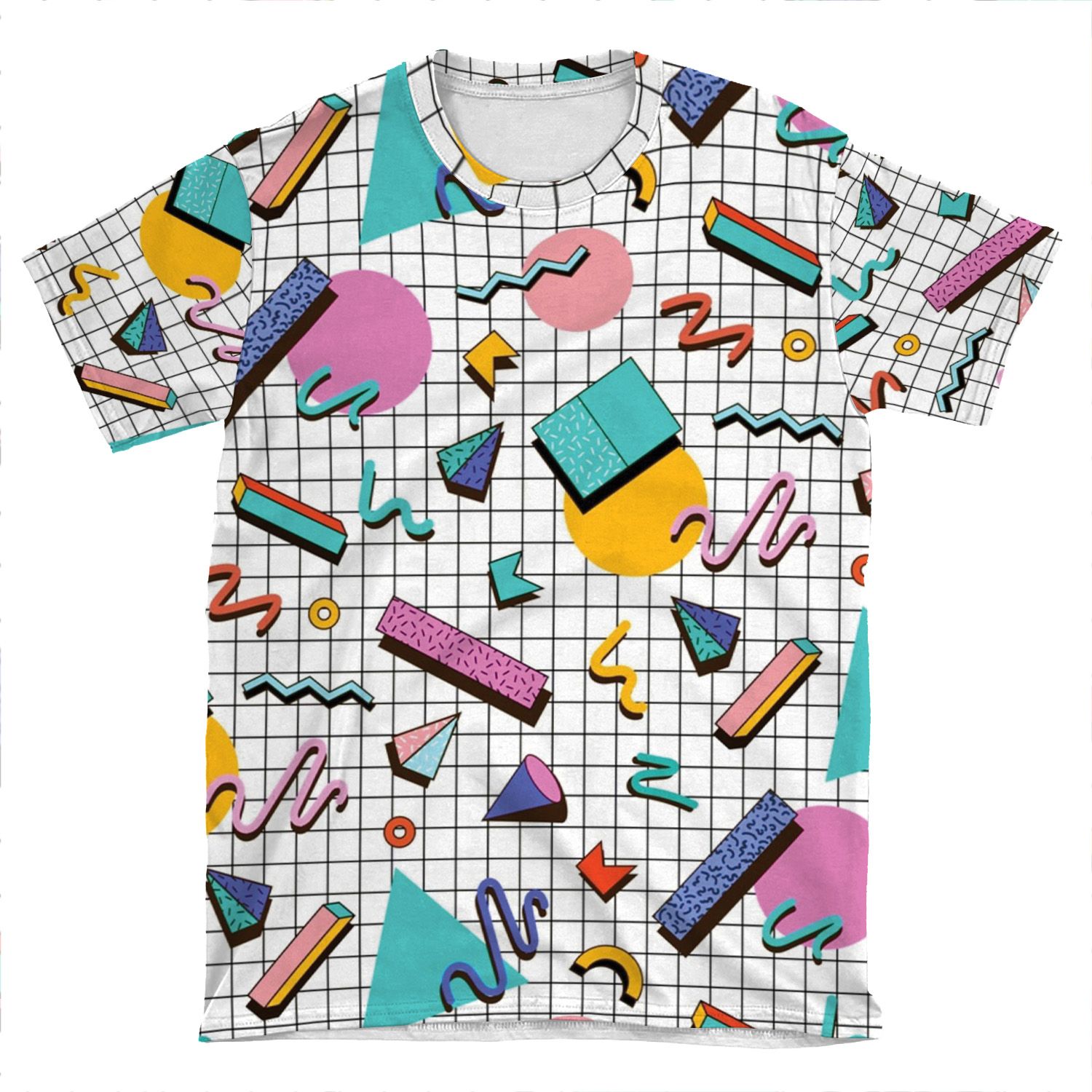 Funky 80S Eighties Memphis Pattern Design AOP T-shirt Tee