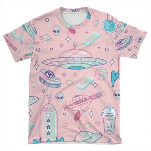 Galaxy Babe Pattern AOP T-shirt Tee
