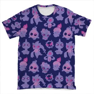 Ghost Pokemon Pattern AOP T-shirt Tee