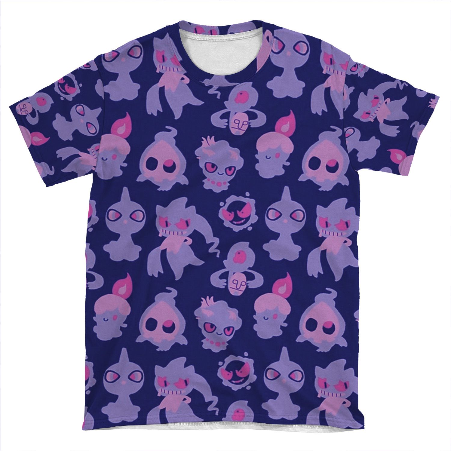 Ghost Pokemon Pattern AOP T-shirt Tee