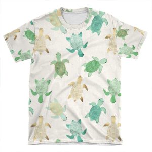 Gilded Jade & Mint Turtles AOP T-shirt Tee