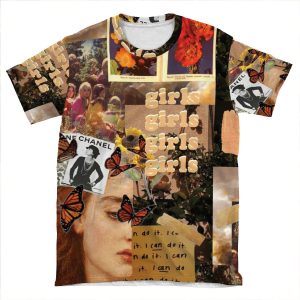 Girls Art Collage Style AOP T-shirt Tee