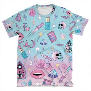 Girly Pastel Witch Goth Pattern AOP T-shirt Tee